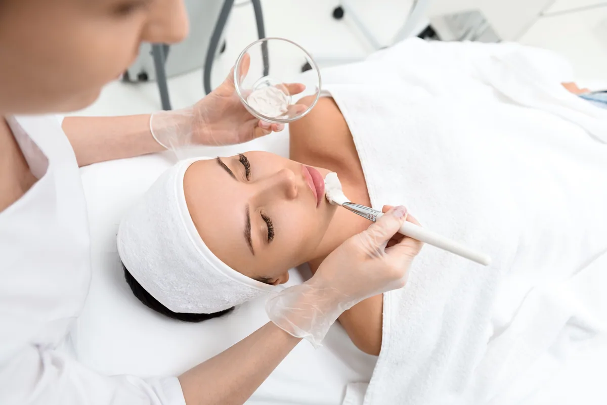 A facial treatment in progress