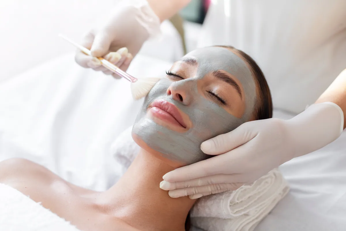 A facial treatment in progress