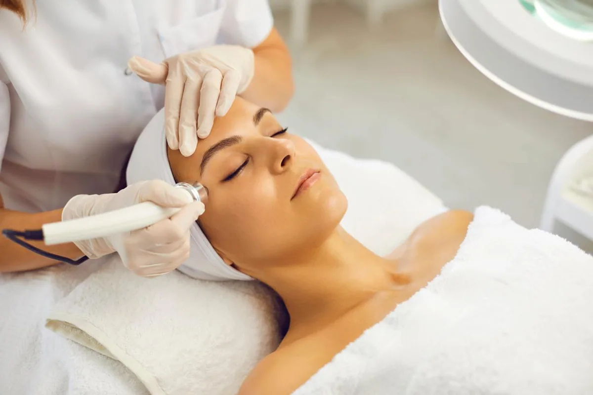 A facial treatment in progress