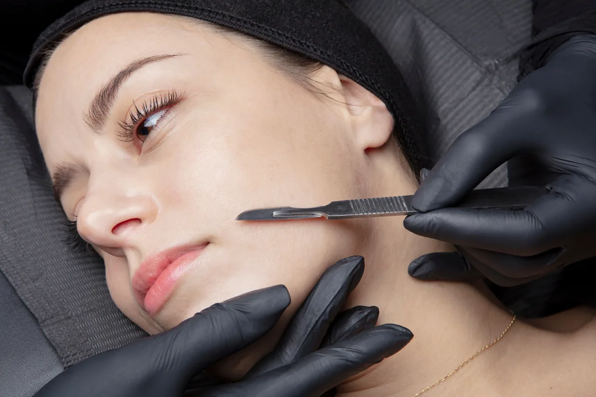 A facial treatment in progress