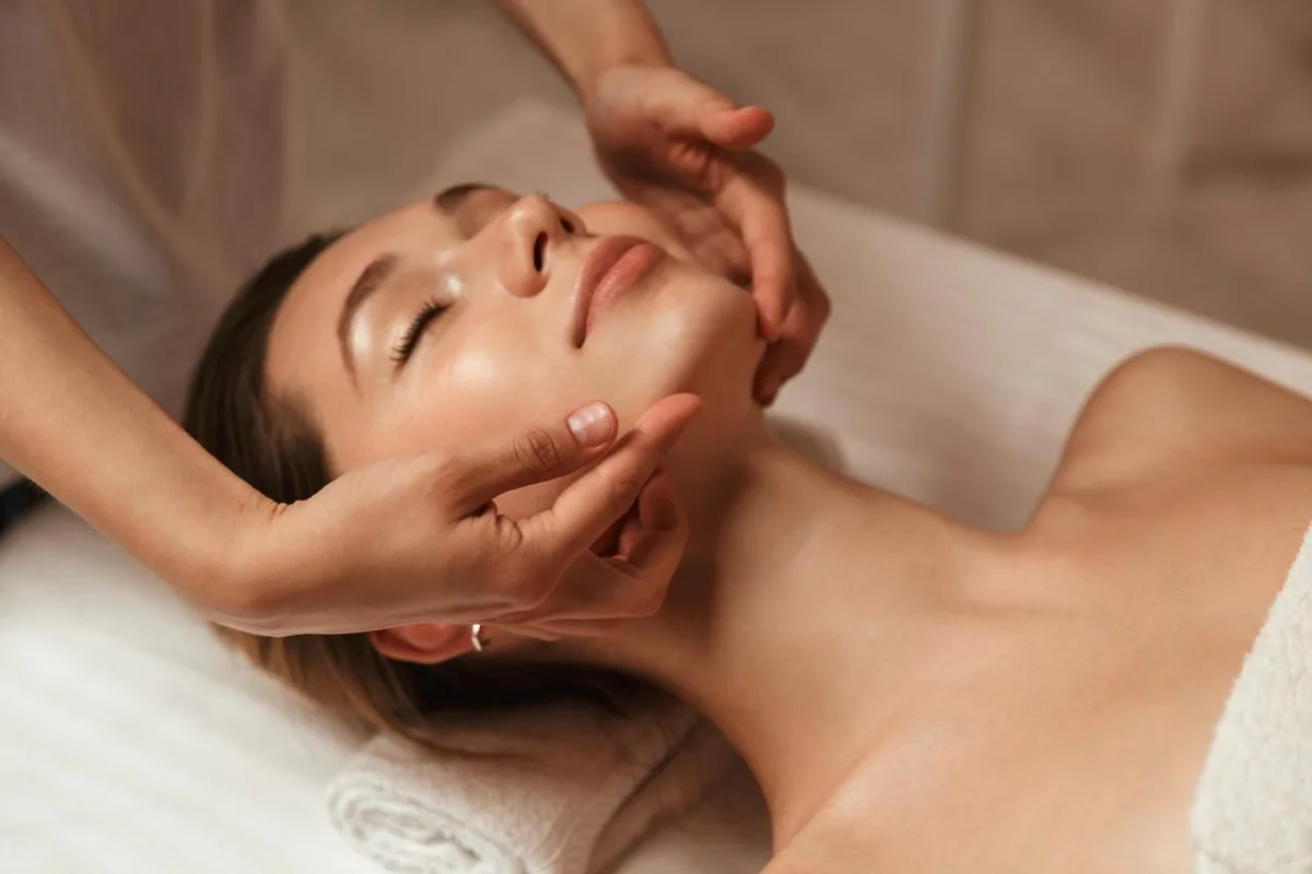 A facial treatment in progress