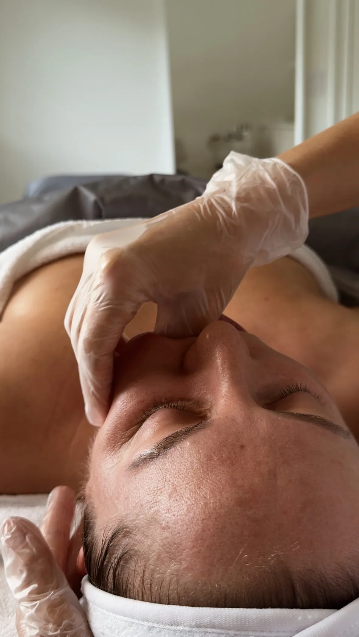 A facial treatment in progress