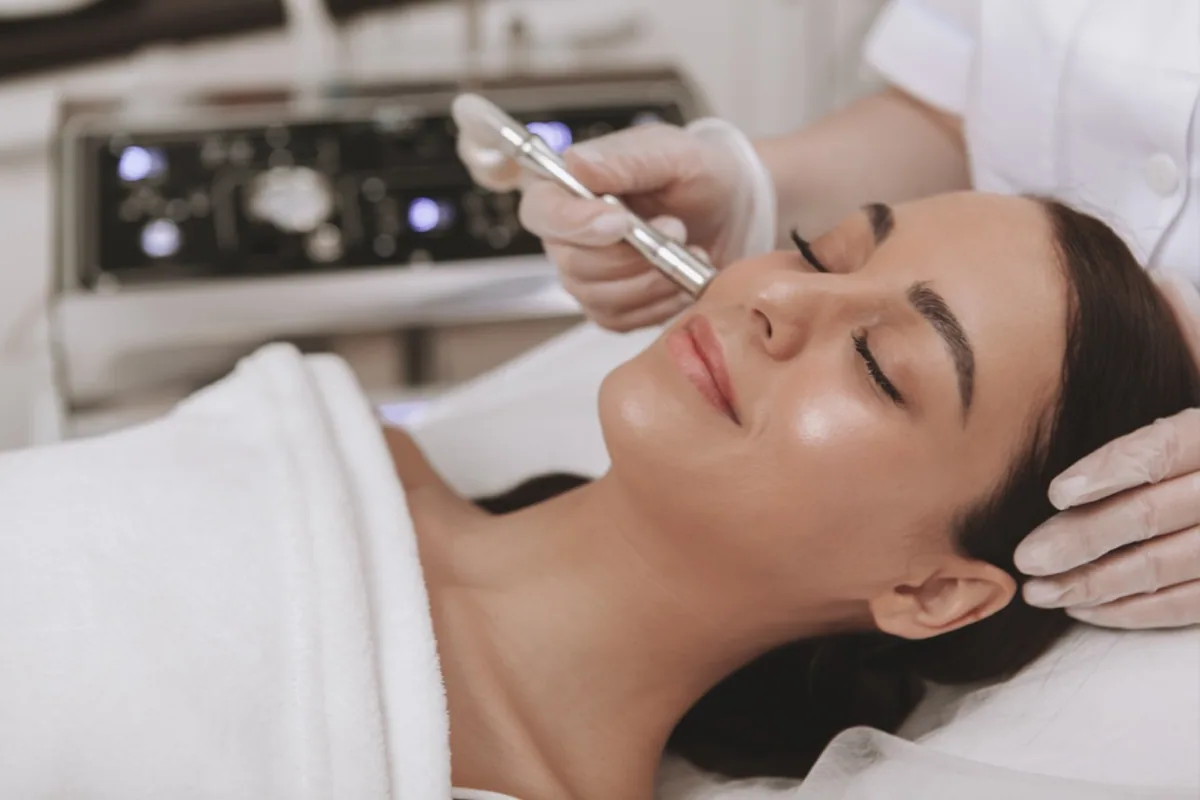 A facial treatment in progress