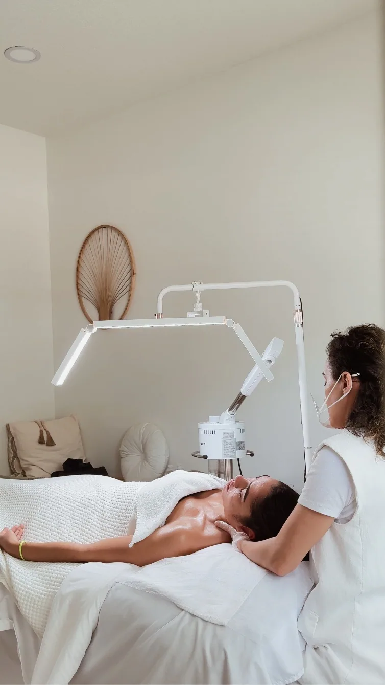 A facial treatment in progress