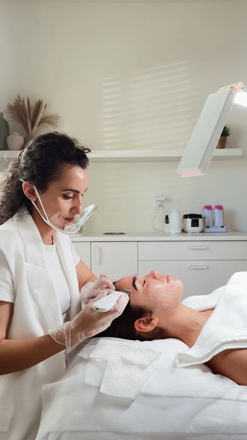A facial treatment in progress